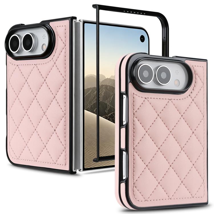 Rhombic Fold Leather Phone Case, For iPhone Duo