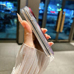 Mirror Shield Spring Central Axis Glitter Magnetic Phone Case with Rotating Holder, For iPhone Duo