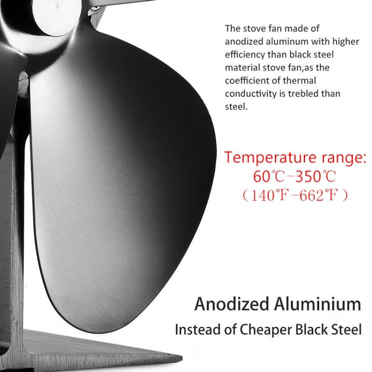 YL-105 4-Blade Aluminum Heat Powered Fireplace Stove Fan, YL-105 (Black), YL-105 (Bronze), YL-105 (Grey), YL-105 (Gold), YL-105 (Rose Red), YL-105 (Silver), YL-105(White)
