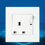 86 Type PC 13A Three Hole Power Socket with Light Switch, UK Plug