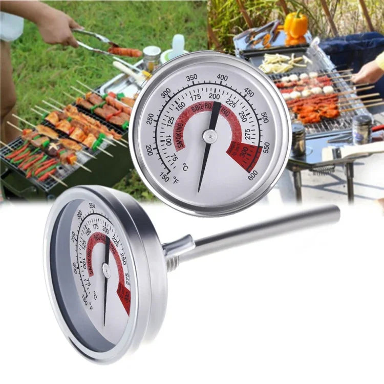 Stainless Steel Oven Thermometers BBQ Smoker Pit Grill Bimetallic Thermometer Temp Gauge Cooking Tools with Dual Display & Anti-fog Glass, WSS-411