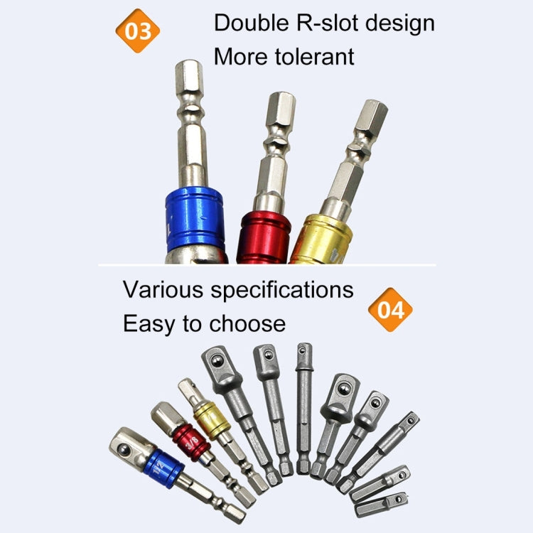 8 PCS/Set Socket Bit Extension Bar Hex Shank Adapter Drill Nut Driver Power Drill Bit, 1/4(65/50/30/25mm), 3/8(65/50mm), 1/2(73/50mm), 8 PCS/Set Length:65-73mm