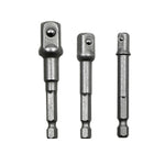 3 PCS/Set Socket Bit Extension Bar Hex Shank Adapter Drill Nut Driver Power Drill Bit(1/4, 3/8, 1/2 inch), Length:65-73mm, 3 PCS/Set Length:65-73mm