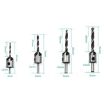 4 in 1 Woodworking Countersink Chamfer Three-Pointed High-Speed Steel Drill Bits Set, 3-6mm, 4 PCS/Set