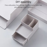 Desk-top Removable Pen Holder Stationery Box Assembly File Storage Box, 0115-2 (Blue Green), 0115-2 (Grey White)