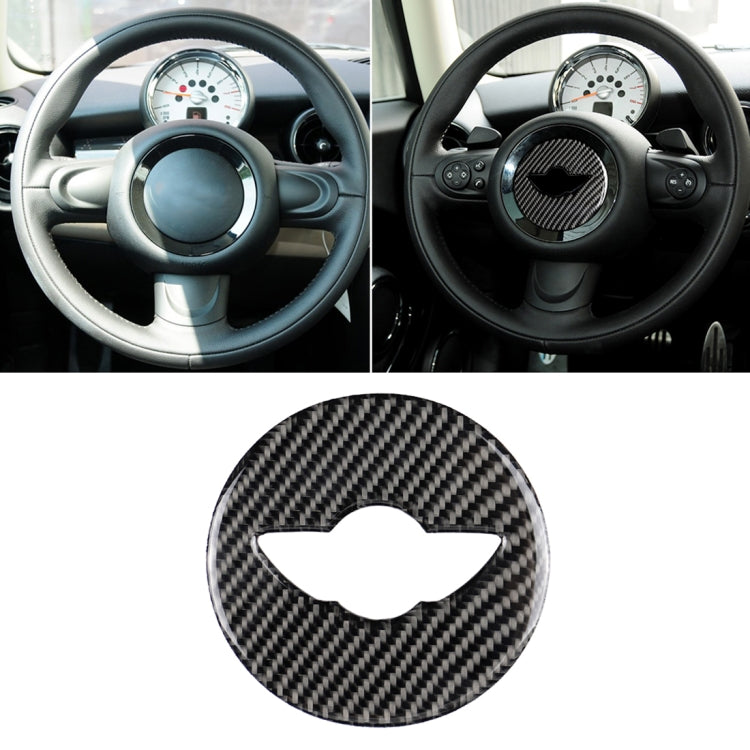 Car Steering Wheel F Chassis Logo Carbon Fiber Decorative Sticker for BMW Mini Cooper F55 / F56 / F60 / Countryman F60, For BMW MINI R56