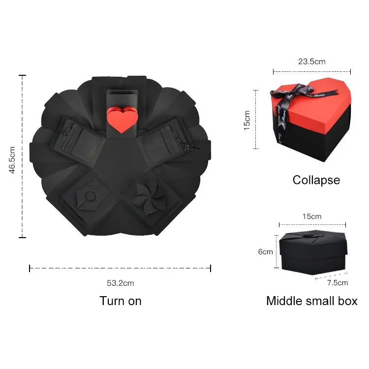 Heart Shape DIY Handmade Photo Album Surprise Explosion Bouncing Gift Box, DIY Album