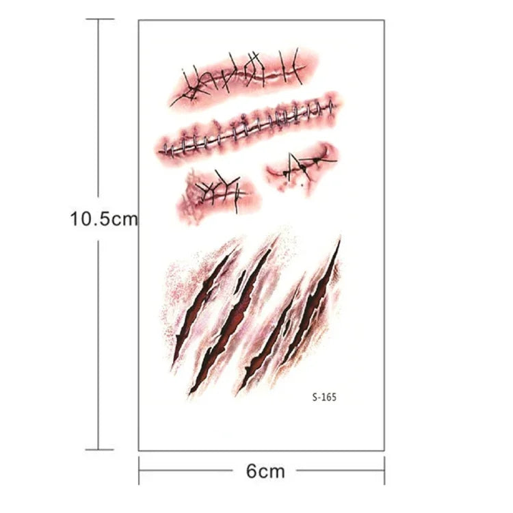 20pcs S-165 Halloween Terror Wound Realistic Scratches Injury Scar Temporary Tattoo Sticker, S-165/20pcs
