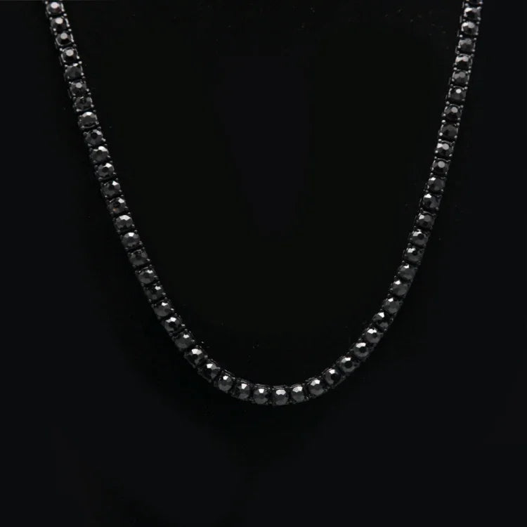 Mens Hip Hop Punk Single Row Crystal Inlaid Alloy Chain Necklace, Size: 30 inch, Size: 30 inch