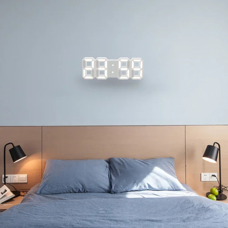 Multi-Function Large 3D LED Digital Wall Alarm Clock with Snooze Function, 12/24 Hours Display for Home, Kitchen, Office, DC 5V, CE Certificated, White Body Green Characters, White Body Blue Characters, White Body Red Characters                        ...