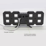 Multi-Function Large 3D LED Digital Wall Alarm Clock with Snooze Function, 12/24 Hours Display for Home, Kitchen, Office, DC 5V, CE Certificated, Black Body Blue Characters, Black Body White Characters