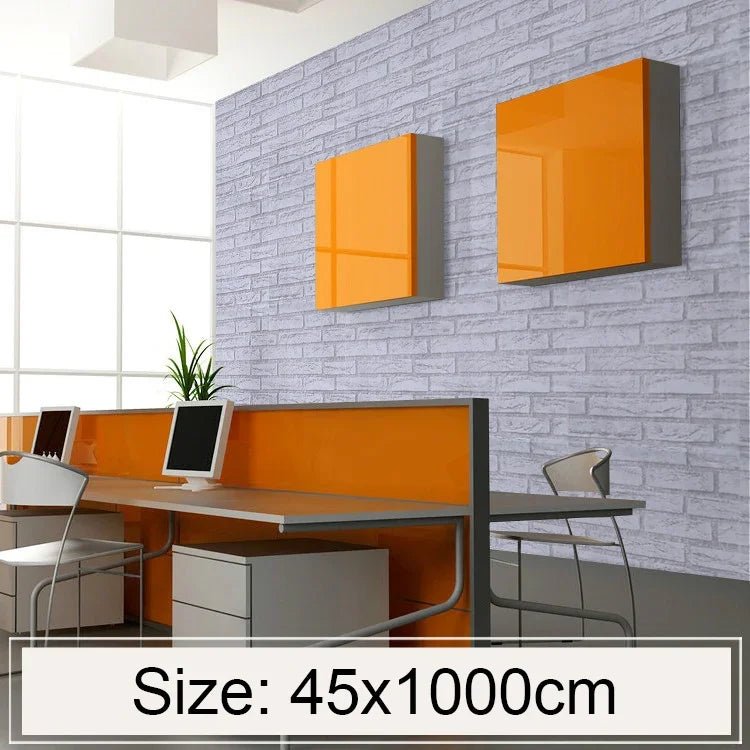 White Brick Creative 3D Stone Brick Decoration Wallpaper Stickers Bedroom Living Room Wall Waterproof Wallpaper Roll, Size: 45 x 1000cm, White brick