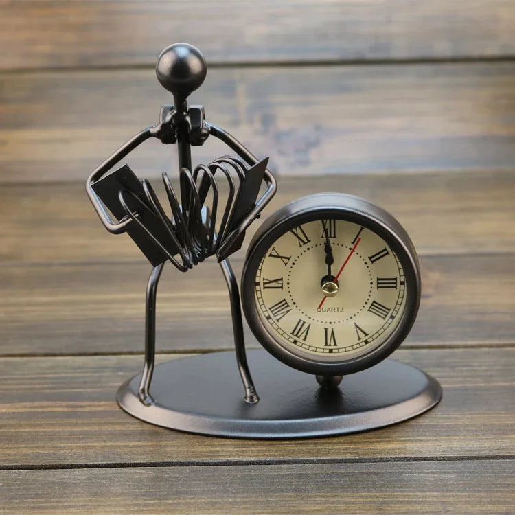 Creative Iron Stainless Steel Small Alarm Clock Retro Personalized Watches and Clocks Boutique Gifts, Small Alarm Clock