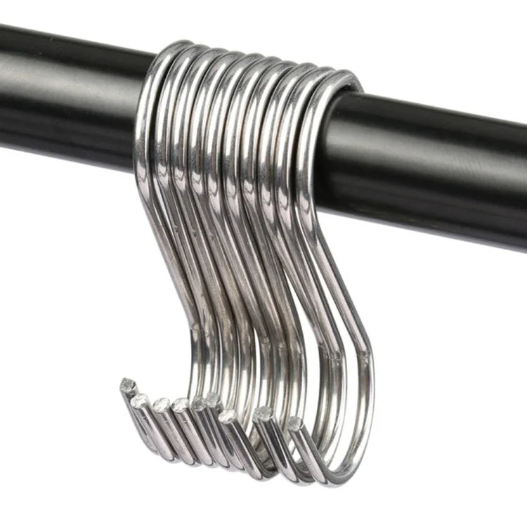 10pcs 2.5mm Multi-functional S-shaped Stainless Steel Metal Hook, Length: 5.5cm, 5.5cm