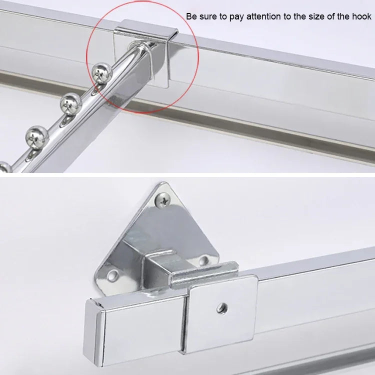 15x30mm Supermarket Shelves Display Electroplated Square Crossbar hook Bracket, Length: 1m, Crossbar Hook