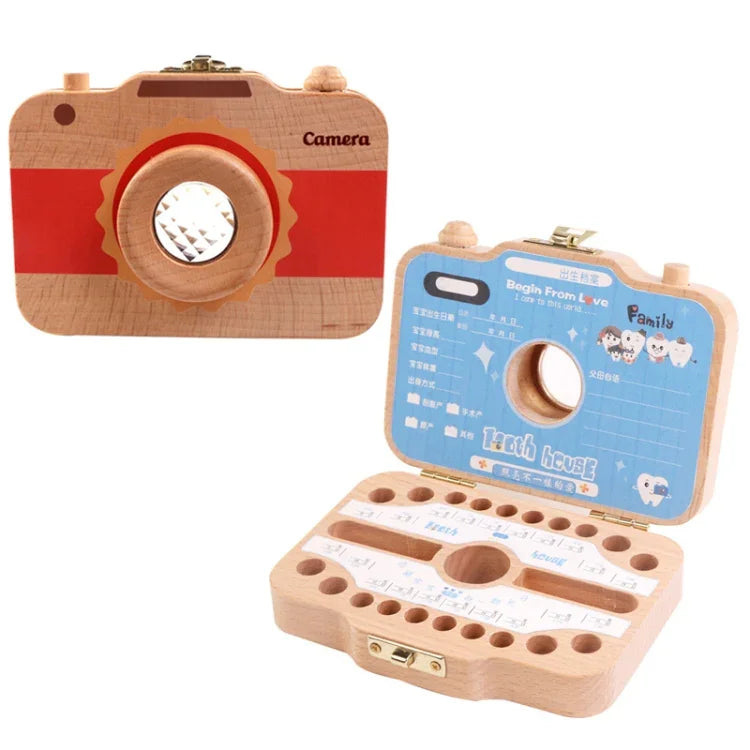 Creative Wooden Children Camera Deciduous Tooth Preservation Box Baby Teeth Tooth House Storage Box, HC2455A, HC2455B, HC2455C, HC2455D