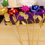 24K Golden Foil Plated Decoration Rose Artificial Flower, Random Color Delivery, 24K Golden Foil Plated