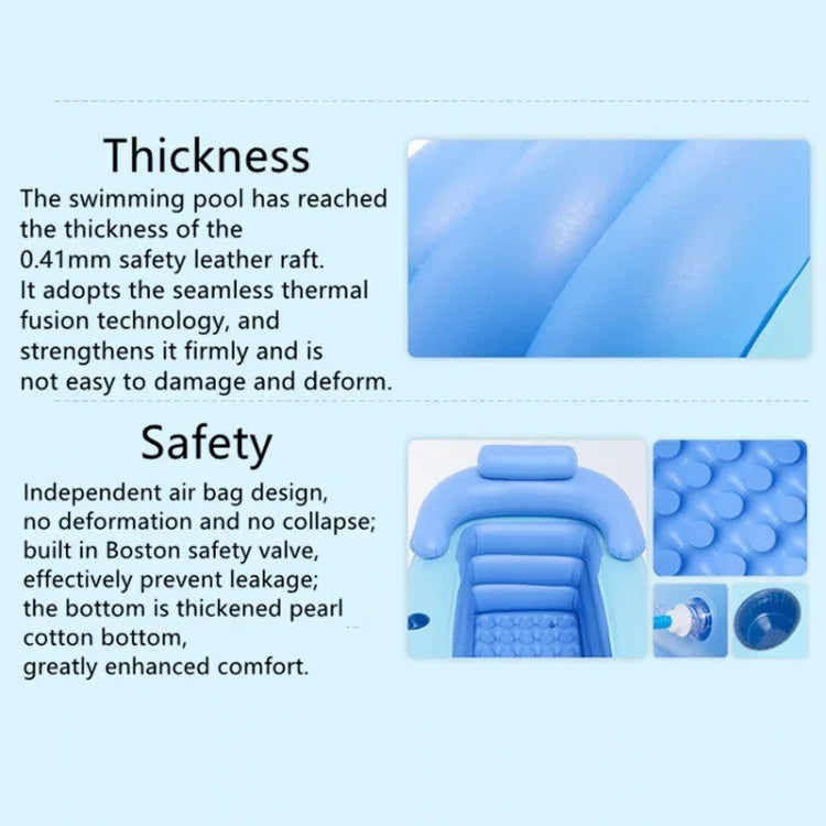 YT-038 Collapsible Sponge Bottom Inflatable Warm Bath Adult Bath Baby Swimming Pool with Charging Pump, Swimming Pool