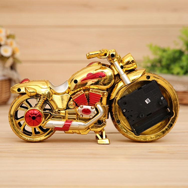 Cartoon Motorcycle Alarm Clock Bedroom Plastic Pointer Alarm Clock, Size: 23*13*6cm, Gold, Red, Black, Gold, Black, Gold