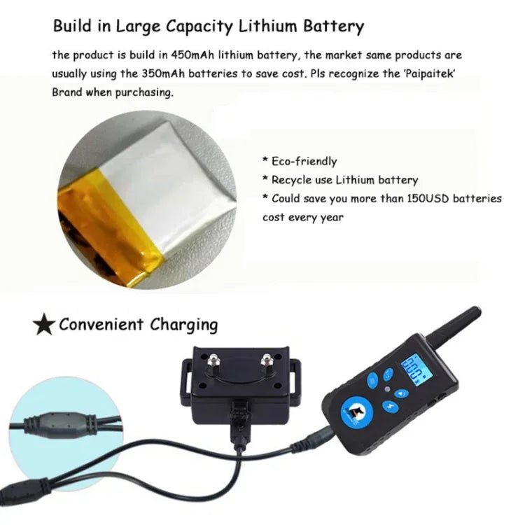 Automatic Anti Barking Collar Pet Training Control System + Electric Shock PU Leather Collar for Dogs, PD520