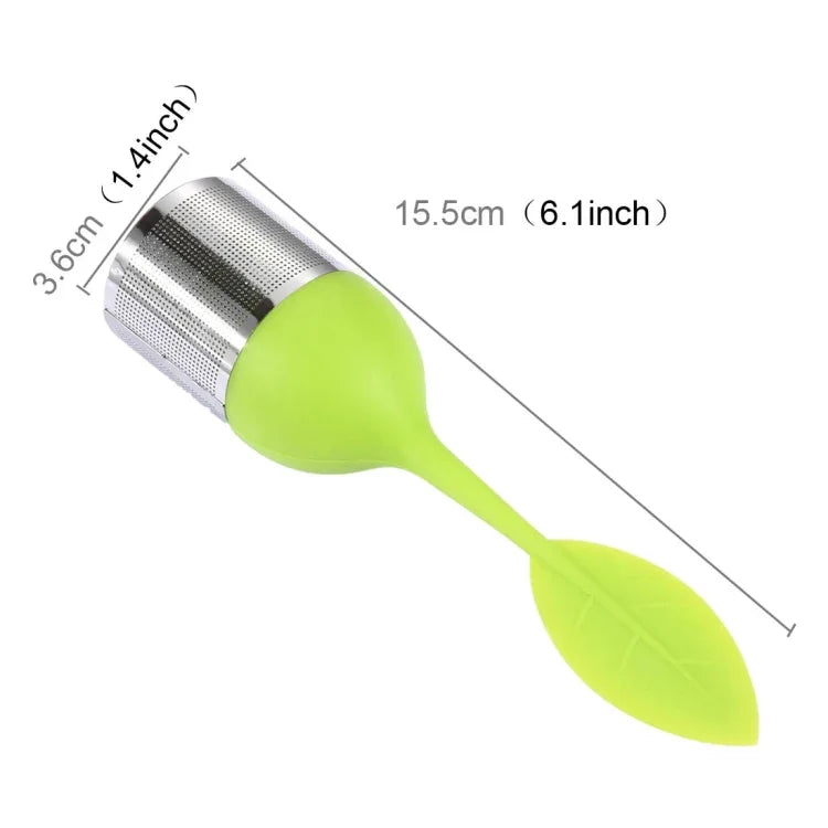 Food Grade Leaf Silicone Make Tea Bag Stainless Steel Tea Strainers, Random Color Delivery, Leaf Shape