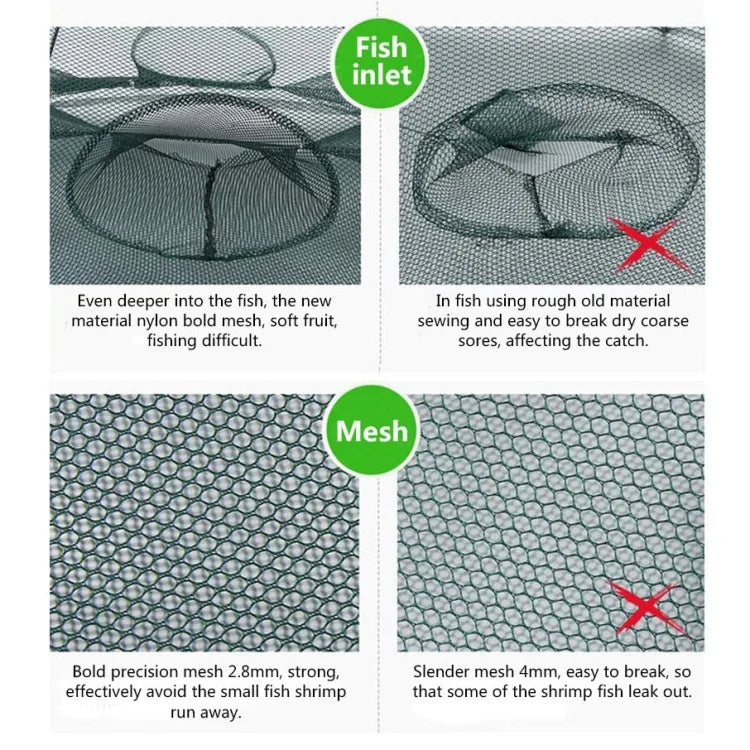 20 Holes Automatic Foldable Fishing Net Nylon Shrimp Crab Minnow Trap Fish Cast Net Fishing Tackle, 20 Holes