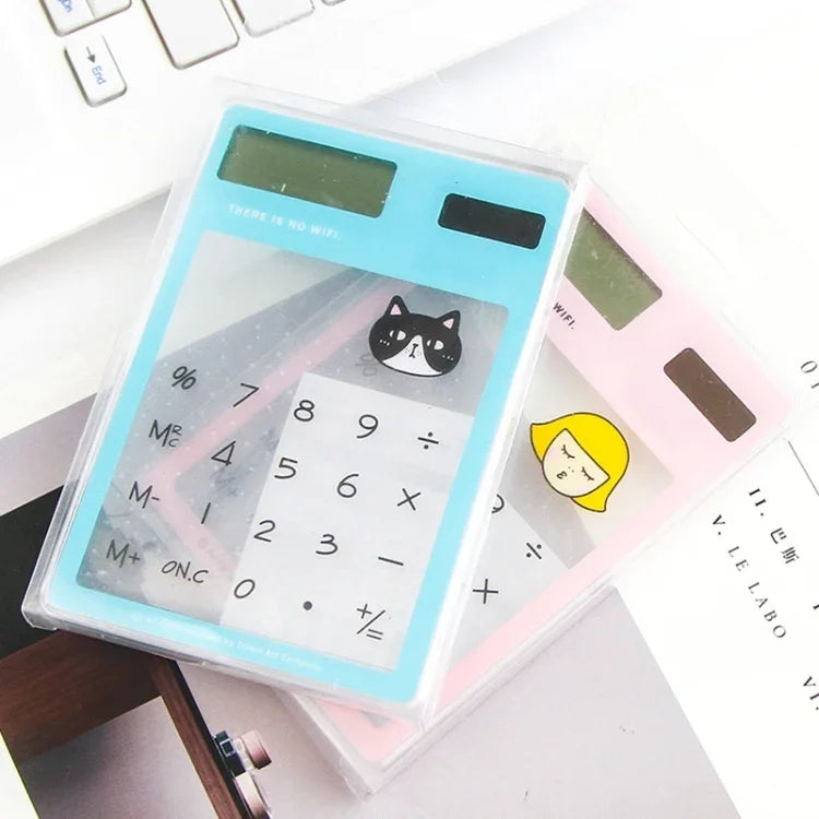 8 Digits LED Screen Calculator with Transparent Touch Pad & Solar Panel, Random Color Delivery, 8 Digits Calculator