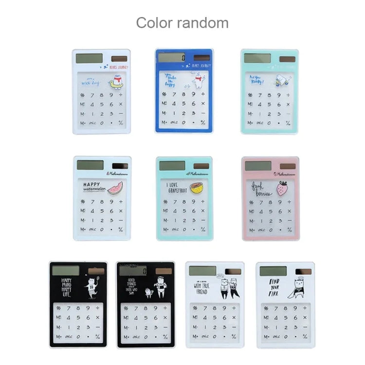 8 Digits LED Screen Calculator with Transparent Touch Pad & Solar Panel, Random Color Delivery, 8 Digits Calculator