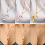 Valentines Day Gift Rose Flower Pendant Jewelry Chain Necklace, Chain Length: 45cm