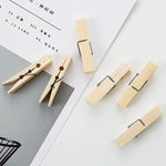 100pcs Multi-function Mini Bamboo Clothes Photo Paper Peg Clothespin Laundry Hanger Clip, Bamboo
