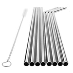 5pcs Reusable Stainless Steel Bent Drinking Straw + Cleaner Brush Set Kit,  215*8mm, 215*8mm (Bent)