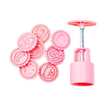 DIY Fondant Cake Mold Biscuit Cookie Cutters Baking Tools with 8 PCS Round Cartoon Patterns, 8 PCS Round Cartoon Patterns(Pink)
