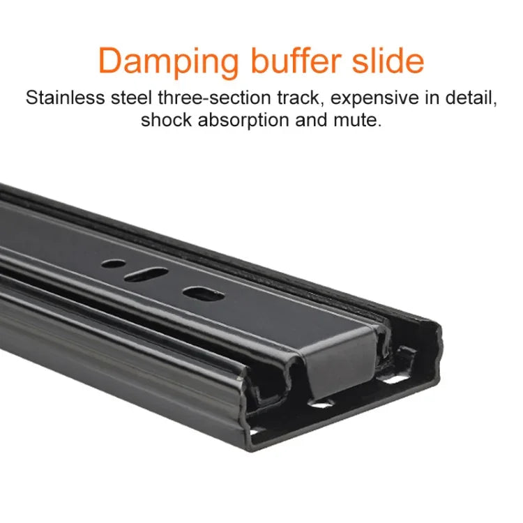 16 inches 3-section Mute Stainless Steel Sliding Drawer Slides Ball Slide Rail Length: 40cm, 16 inches