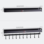 40cm 6 Hooks Kitchen Multi-function Wall Hanging Holder Seasoning Storage Rack, 40cm 6 Hooks(Black)