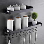60cm 10 Hooks Kitchen Multi-function Wall Hanging Holder Seasoning Storage Rack, 60cm 10 Hooks(Silver)