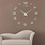 Bedroom Home Office Decoration Modern Frameless Large Number DIY 3D Mirror Wall Sticker Quiet Clock, Size: 100*100cm, 3M007 (Black), 3M007 (Silver)