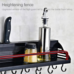 C Version 60cm 2 Cups 10 Hooks Kitchen Multi-function Wall-mounted Condiment Storage Rack, C Version 60cm 2 Cups