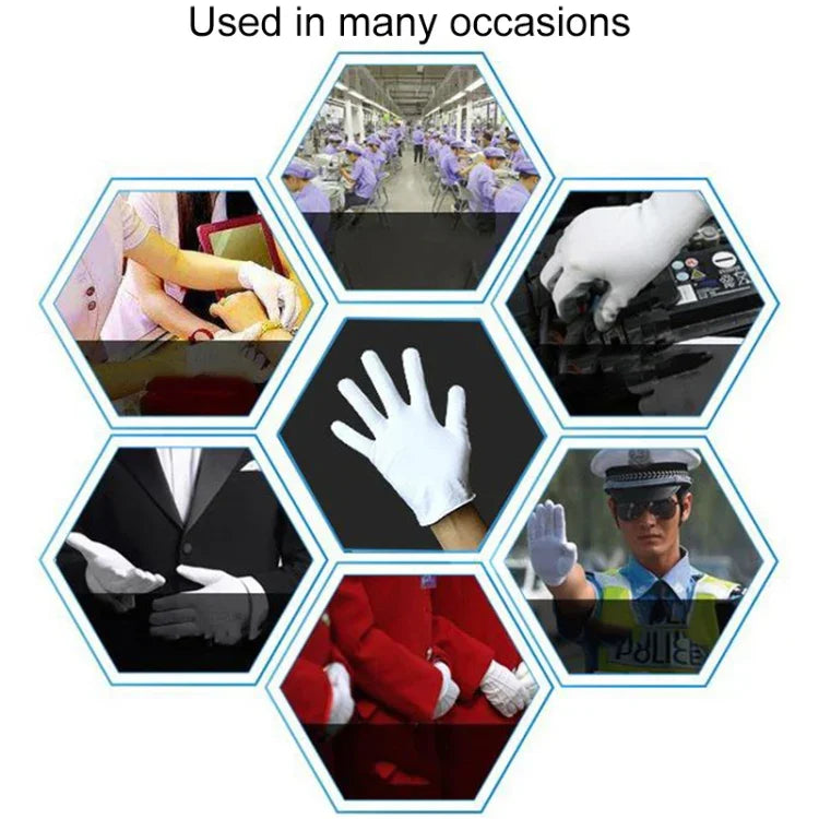 12 Pairs Pure Cotton Working Gloves, Thickened， Size：Free Size, Thickened， Size：Free Size