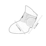 waterproof rubber dog shoes dimensions 5.0 x 4.0 cm, showing candy color design and magic tape closure.