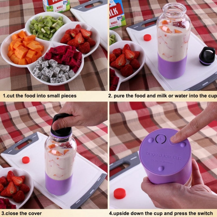 Bingo 500ml Mini Portable USB Rechargeable Electric Juicer Cup  Juicer Blender, 22000 Revolutions Per Minute, 2 Blade Head Blue, 2 Blade Head Purple, 2 Blade Head Red, 2 Blade Head Pink, 2 Blade Head Green