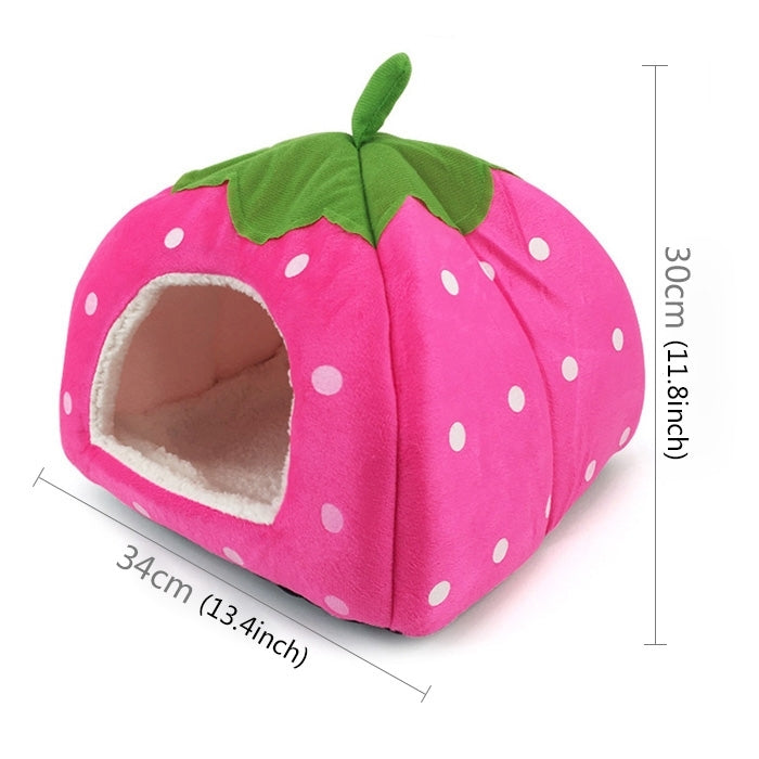 Strawberry Shaped Foldable Short Plush Pet House Nest, Size: M, Pink, Size M, Blue, Size M, Purple, Size M, Red, Size M