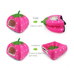 Strawberry Shaped Foldable Short Plush Pet House Nest, Size: M, Pink, Size M, Blue, Size M, Purple, Size M, Red, Size M