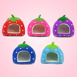 Strawberry Shaped Foldable Short Plush Pet House Nest, Size: M, Purple, Size M, Red, Size M, Pink, Size M, Blue, Size M