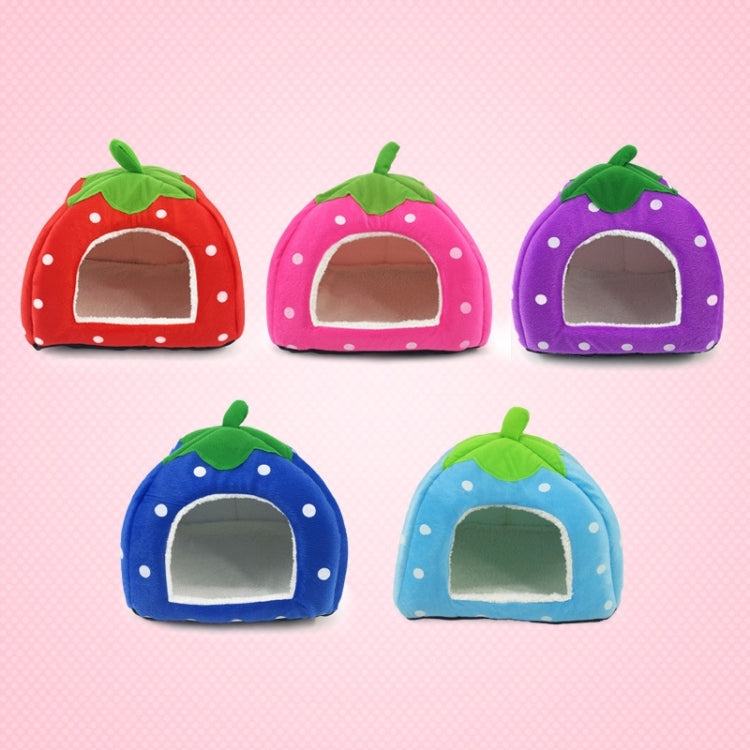 Strawberry Shaped Foldable Short Plush Pet House Nest, Size: M, Purple, Size M, Red, Size M, Pink, Size M, Blue, Size M