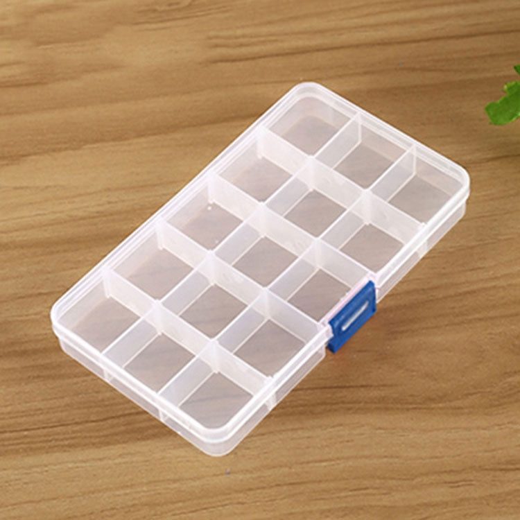 Removable Grid Plastic 15 Slots Box Organizer for Jewelry Earring Fishing Hook Small Accessories, 15 Slots (White+Pink), 15 Slots (Purple+Blue), 15 Slots (Baby Blue+Blue), 15 Slots (White+Blue)