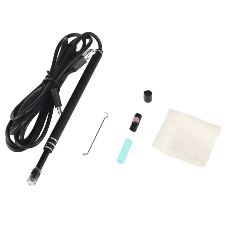 i96 3 in 1 USB Ear Scope Inspection HD 0.3MP Camera Visual Ear Spoon for OTG Android Phones & PC & MacBook, 1.85m Length Cable, 3 in 1 Black  0.3MP