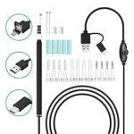i95 3 in 1 USB Ear Scope Inspection HD 0.3MP Camera Visual Ear Spoon for OTG Android Phones & PC & MacBook, 1.75m Length Cable, 3 in 1 White  0.3MP