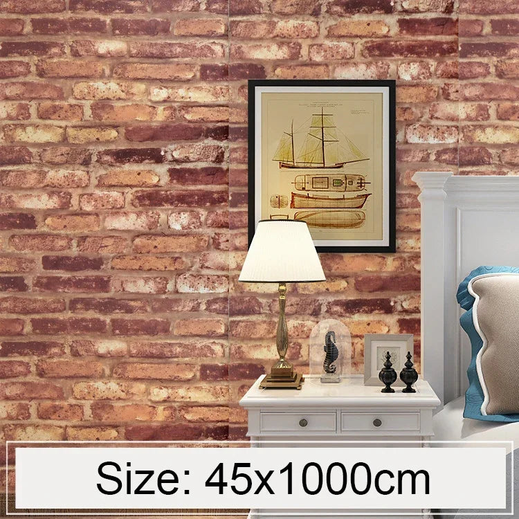 European Brick Creative 3D Stone Brick Decoration Wallpaper Stickers Bedroom Living Room Wall Waterproof Wallpaper Roll, Size: 45 x 1000cm, European brick