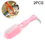 2 PCS Kitchen Essential Fish Scraper Fish Scale Planing Knife with Cover, 20x5.2cm Pink, 20x5.2cm Green, 20x5.2cm Blue
