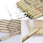 2 PCS Archival Pigment Ink Drawing Fineliner Pens Nib Manga Micron Pen, 0.5mm, 0.25mm, 0.3mm, 0.35mm, 0.45mm